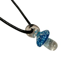 Hand Crafted Blue and Black Mushroom Necklace